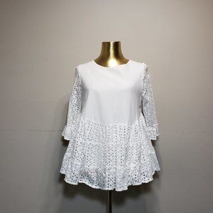 CHICWISH White Eyelet Embroidered Blouse